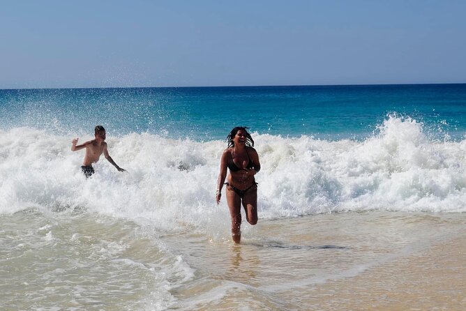 Half Day 4x4 Trip - Dunes, Caves, Santa Monica Beach & Village - Santa Monica Beach: 45 minutes on 11.5 km of white sand