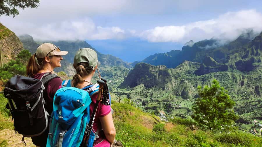 Santo Antão: Hiking Cova Volcano Crater to Ribeira Paúl - The vegetation switch: dense tropical growth to sugarcane, banana, mango, and more
